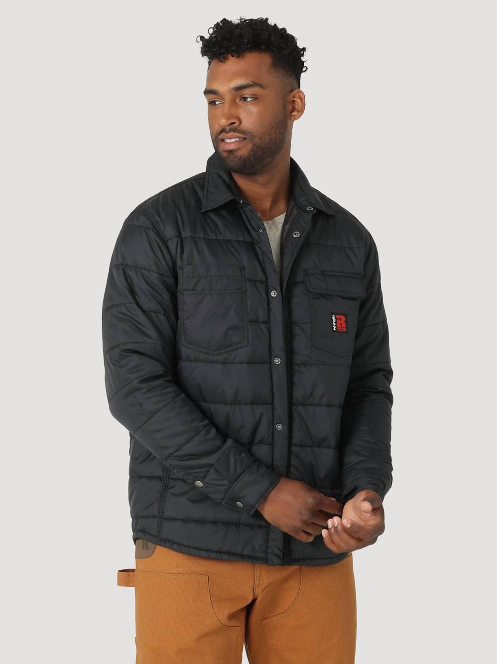 NEW WRANGLER riggs workwear tough layers insulated shirt jacket in jet black